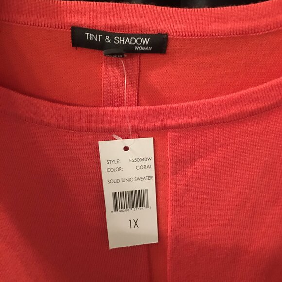 NWT Tint & Shadow Coral Tunic Sweater 1X - Picture 11 of 11